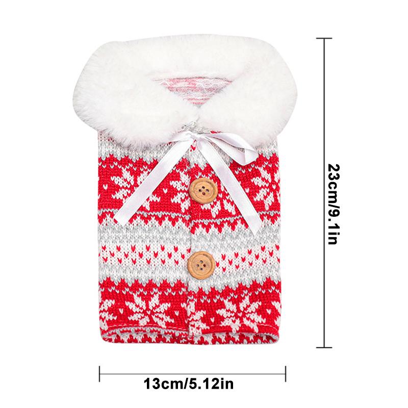 1 шт. Набор для красного вина, рождественская снежинка, лось, столовые принадлежности, вязаное украшение