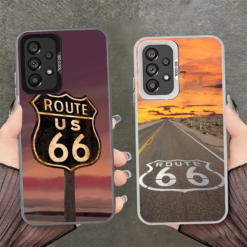 America Route 66 Soft Phone Case for Samsung A17 A16 A15 A14 A13 A57 A56 A55 A54 A53 A37 A36 A35 A34 A33 A26 A25 A24 A23 A52