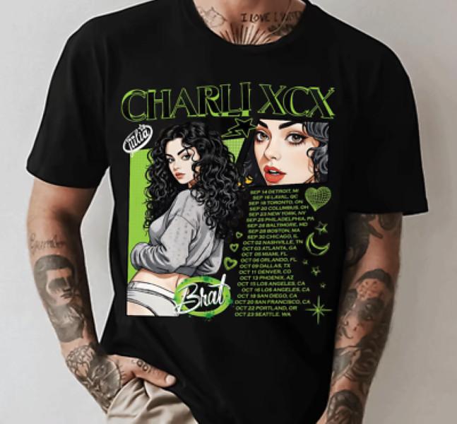 НОВАЯ Футболка с тура Charli Xcx Черный Хлопок Унисекс Все размеры S-5XL Подарок Другу HRO83 Унисекс Футболка
