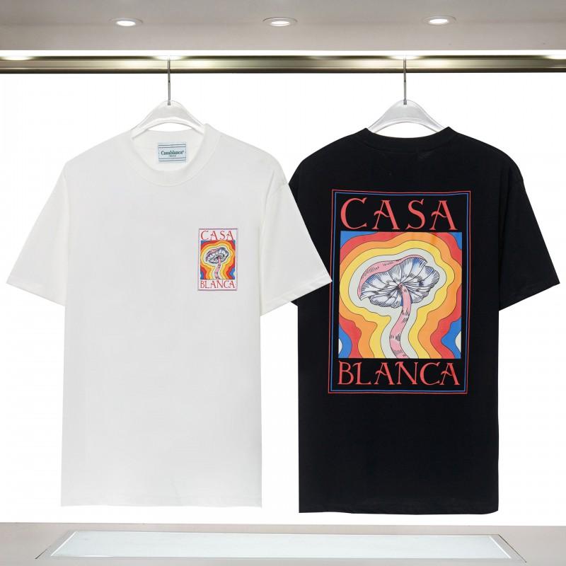 Casablanca Short Sleeve T Shirt Men Women Hip Hop Style Casual Top Cotton Blend
