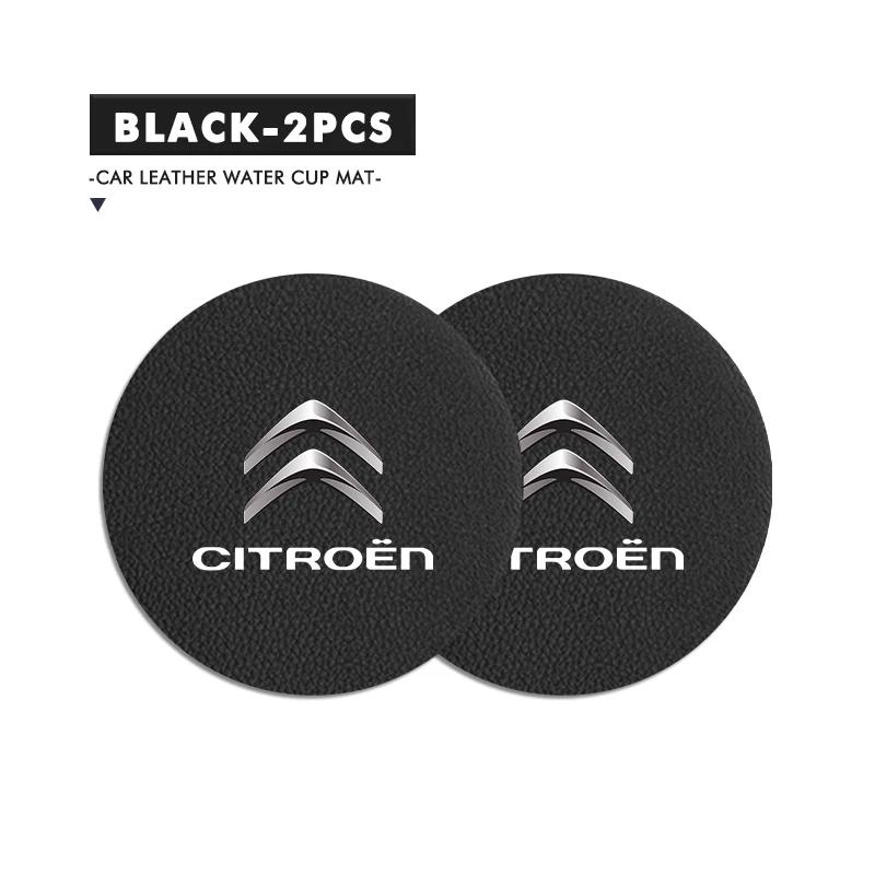 2pcs Leather Anti-Slip Mat Suede Car Coaster Water Cup Holder For Citroen Jumper Celysee Cactus Picasso Aircross Saxo Grand akh256