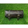 Genuine Goat Leather Closure Tool Bag Strap Best Vintage Motorcycle Buckle Black