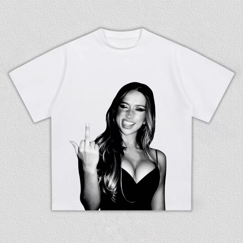 Unisex Oversized T Shirt Tate McRae Black White Portrait Graphic Print Short Sleeve Tee Loose Crew Neck Vintage Streetwear Summer Top >