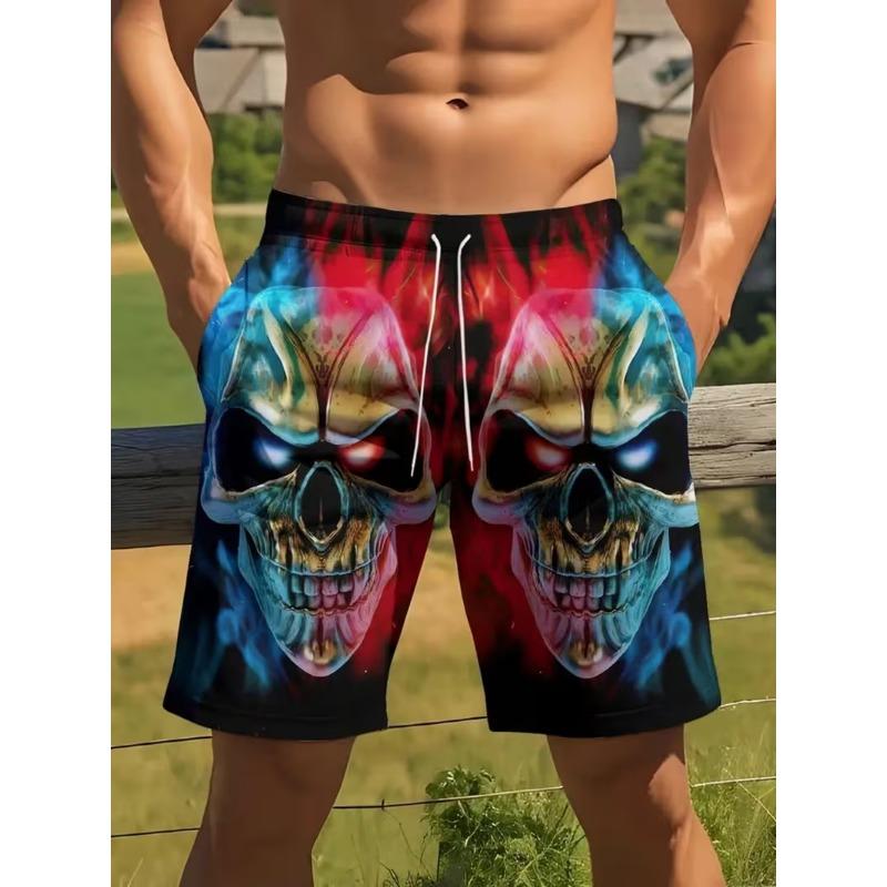 Модные Мужские Пляжные Шорты с Принтом Черепа 3D Графические Boardshorts Для Отпуска Уличная Мода Летние Повседневные Психоделические Шорты