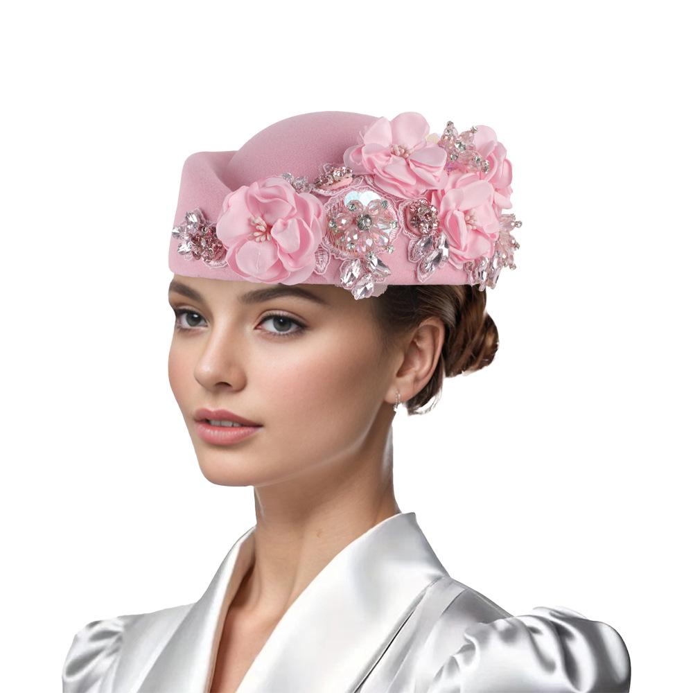 «Женская фетровая шляпа-тюрбан в британском стиле в стиле ретро с цветами — идеально подходит для церковных мероприятий и дерби»