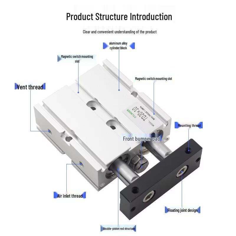 Huishida TD Series Double Shaft Double Rod Air Cylinder