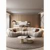 French Curved Cream Fabric Sofa - Italian Villa Design, Creative Bubble Style, Wood Frame