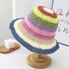 Visor Sunscreen Bucket Hat Crochet Beach Fisherman Hat Fashion Rainbow Straw Hat  Girl