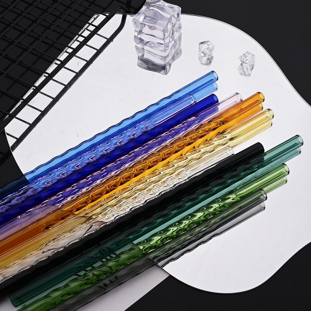 11Pcs Reusable Glass Straws Eco-friendly Drinking Straws for Smoothie Milkshakes Tea Juice Cocktail Straw with Brush Multi-Color