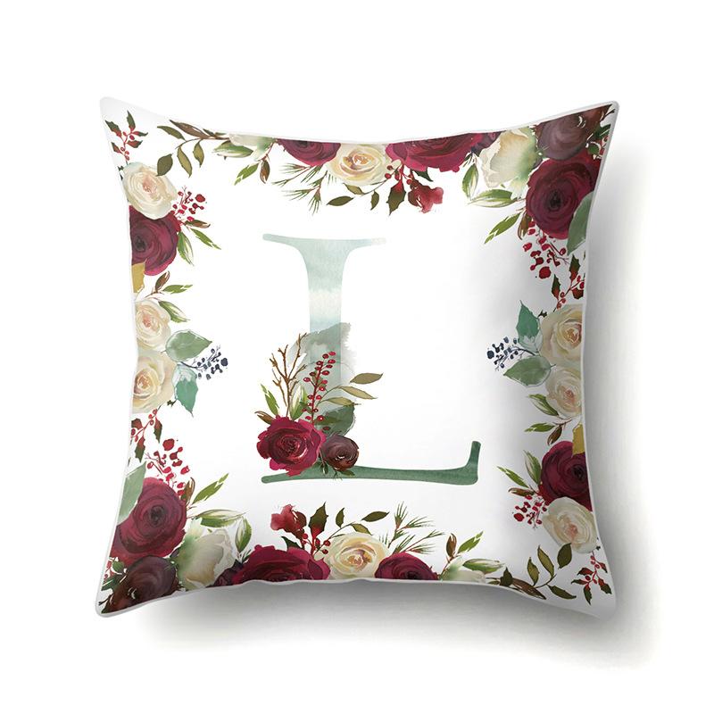 Полиэстеровая наволочка Американский Ретро Цветок Растение 26 Английских Букв Наволочка для Подушки Автомобильная Наволочка