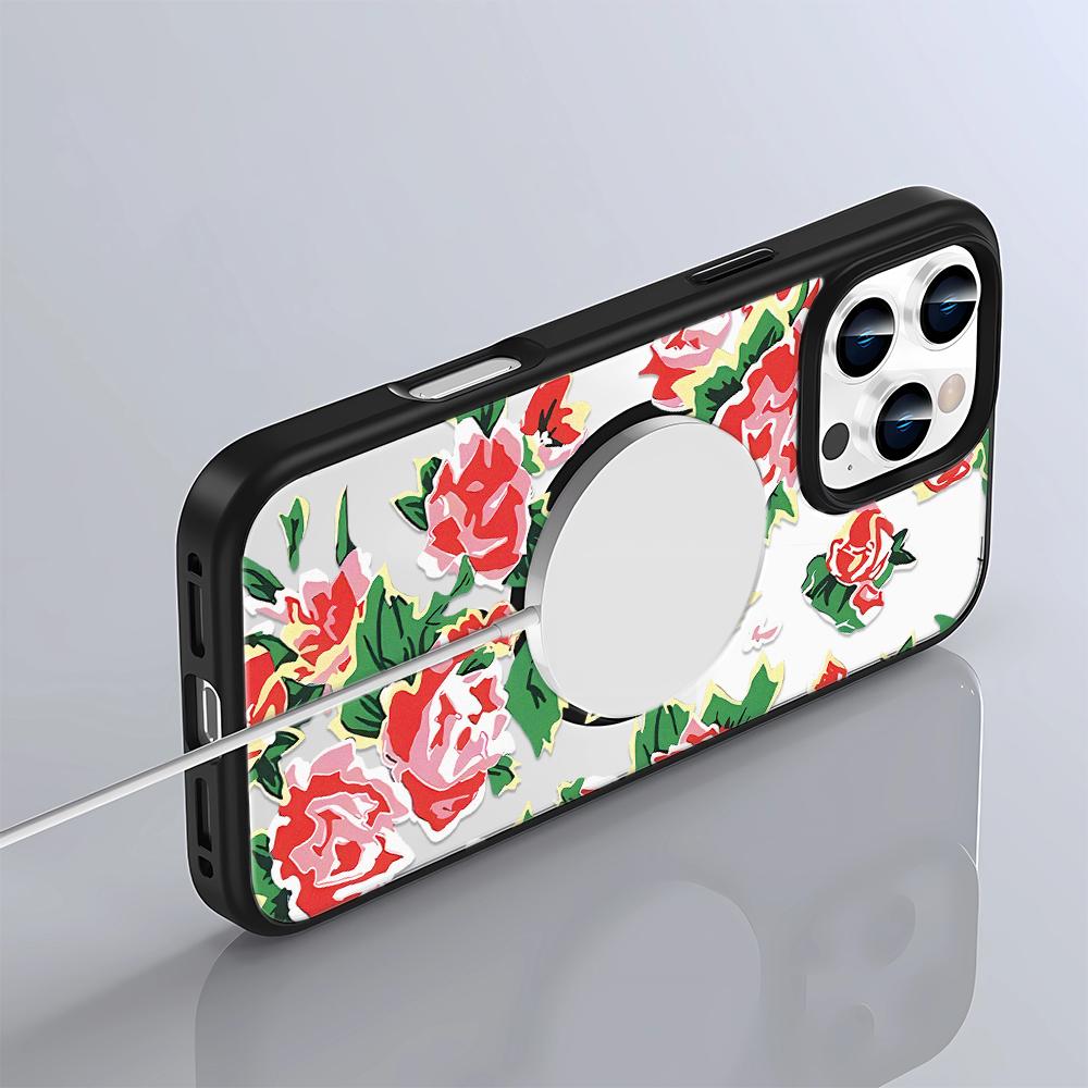 Магнитный беспроводной чехол Magsafe для iPhone 17 16 15 14 13 12 11 Pro Max Персонализированный чехол с цветком пиона