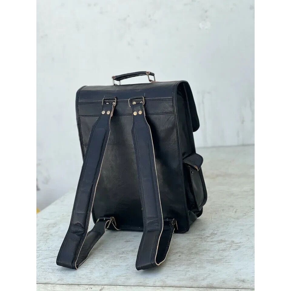 16-дюймовый мужской рюкзак из натуральной кожи, сумка-портфель для ноутбука, черный винтажный цвет