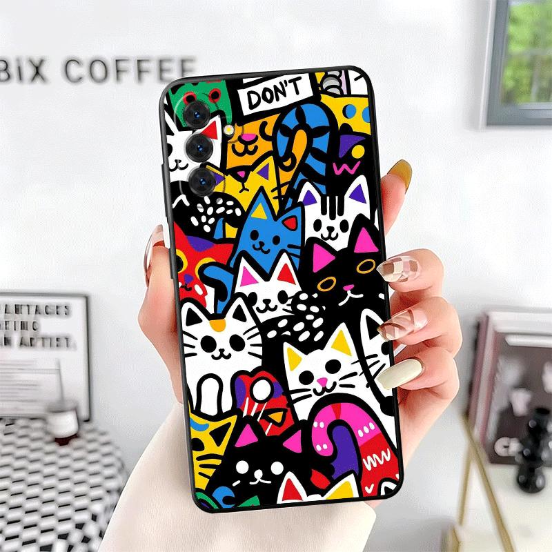 Cartoon Cute Cats Theme Soft Phone Case for Samsung A17 A37 A57 A16 A26 A36 A56 A15 A25 A35 A55 A14 A24 A34 A54 A13 A23 A33 A53