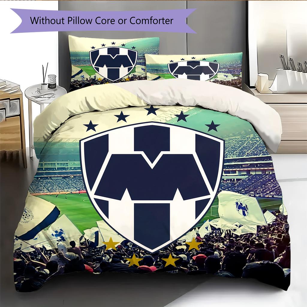 Monterrey Football Club Pattern Bedding Home Decoration Birthday & Festival Gift (1 * duvet cover + 2 * pillowcase, without core)