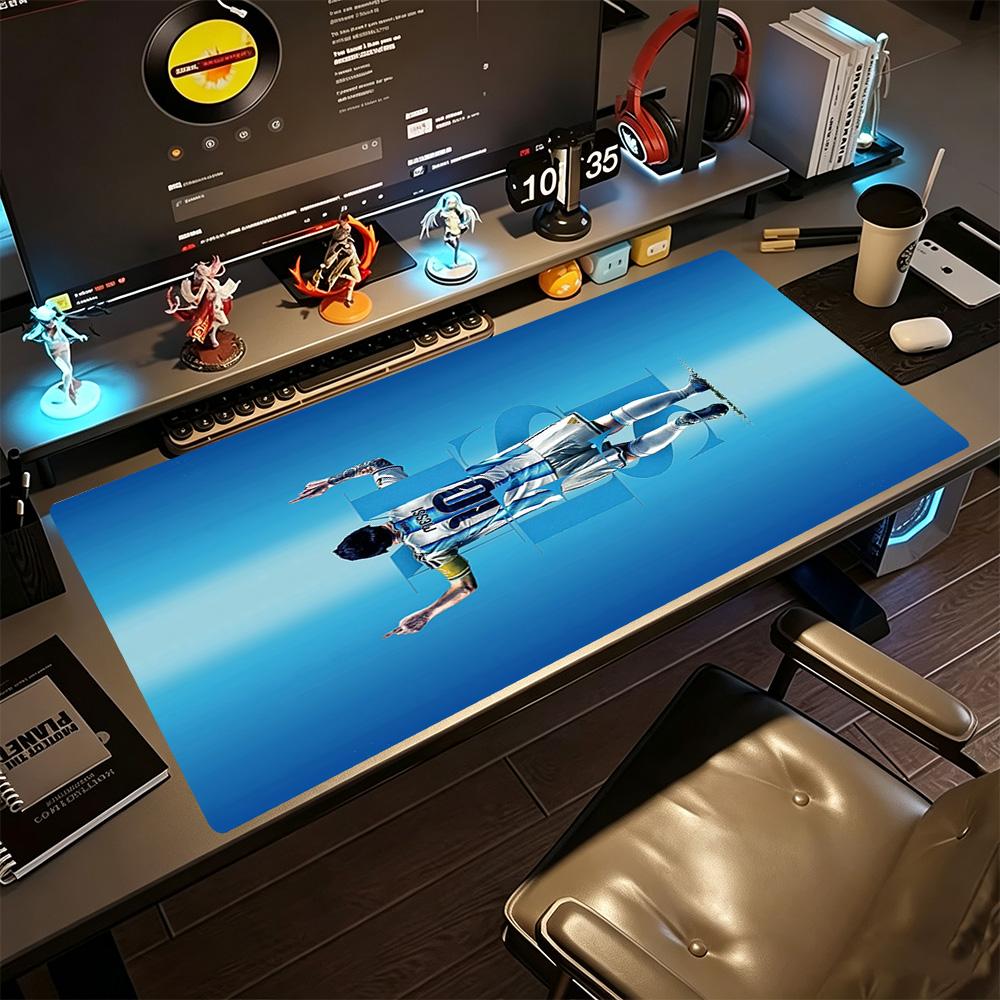 Football Messi Large Mouse Pad Desk Mouse Pad Ultra-Long Desk Mat Non-Slip Rubber Bottom Suitable for Office Gaming PC Laptop