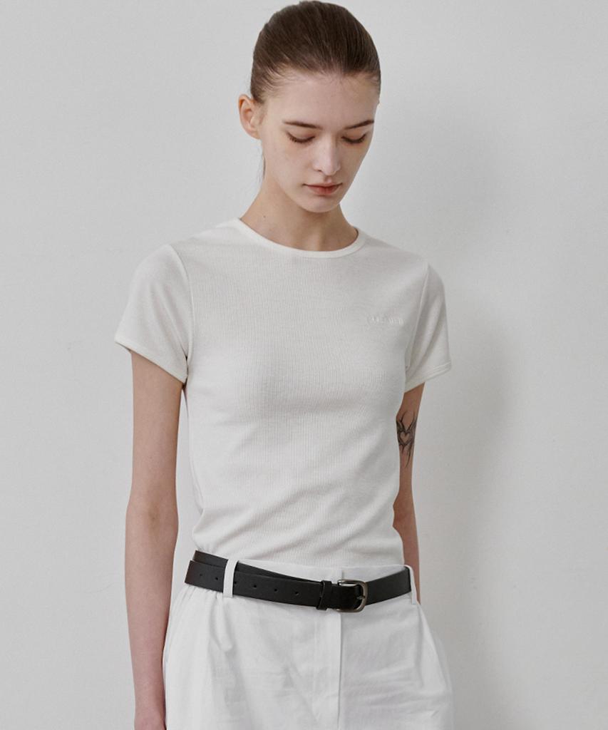 MALOUPE 5213 Ribbed Slim Short Sleeve Tee (White)