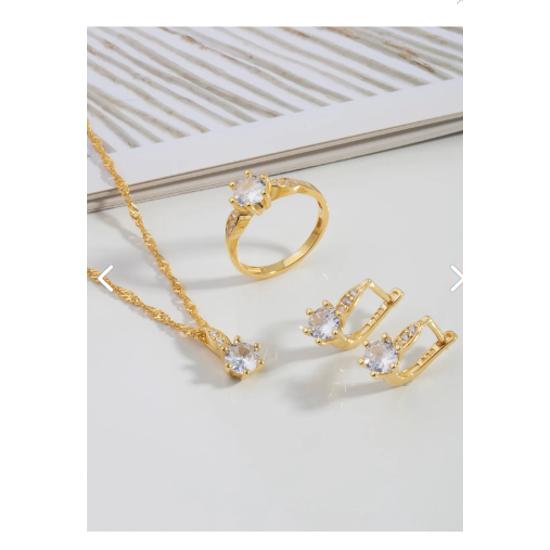 Сингапурская цепочка с бриллиантами, модель миндаля под стеблем, один камень, серебряный комплект ювелирных изделий