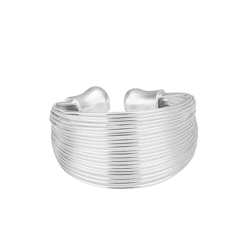 Fashion Multilayer Chain Ring Women Silver Plated Wide Band Adjustable Open Ring KTJ