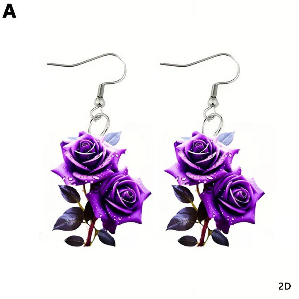 Fashion Acrylic 2D Flat Rose Earrings Romantic 2D Flat Earrings Rose Earrings Jewelry Flower Gi J8N7