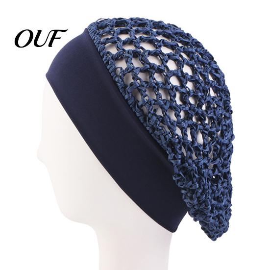 Crochet Hair Net Mesh Bonnet for Women, Breathable Polyester Sleeping Cap with Wide Breakage Prevention Elastic Band, Lightweight Cove Wig Styling And