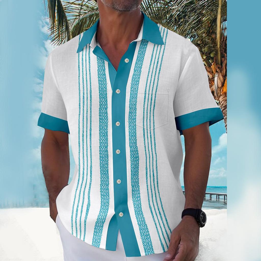 Гавайская рубашка для мужчин, мужские винтажные рубашки для боулинга на пуговицах, летняя пляжная рубашка с коротким рукавом