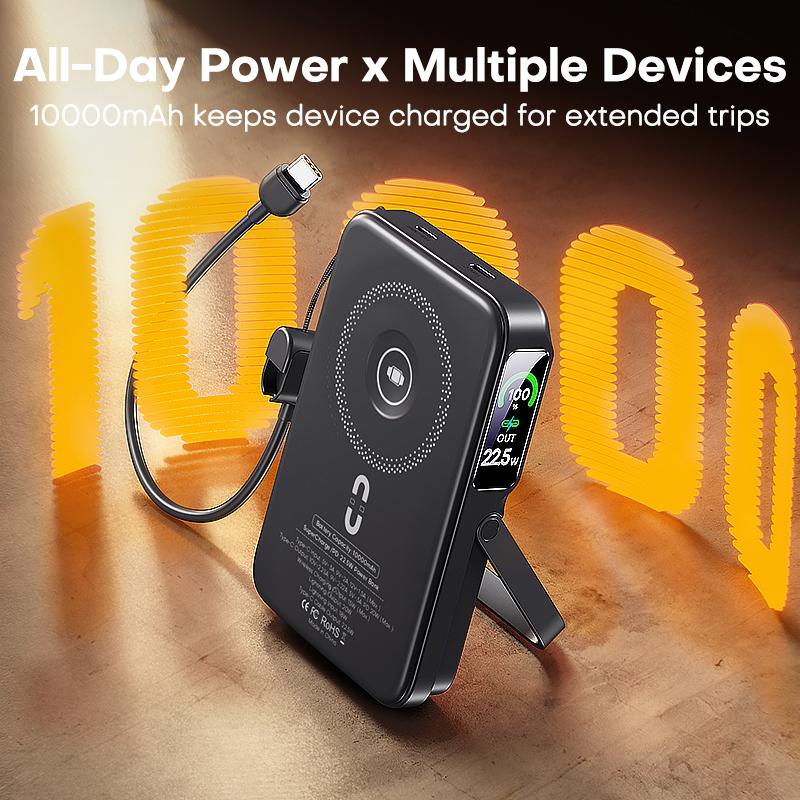 QOOVI Беспроводной Power Bank Qi2 10000 мАч PD20W Быстрая зарядка Внешний аккумулятор Портативное зарядное устройство Для iPhone Samsung iWatch Airpod