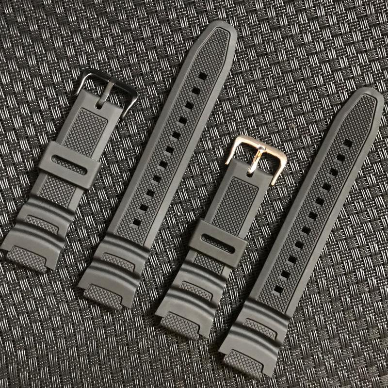 Черный 18 мм выпуклый ремешок для электронных резиновых часов AE-1000W/AQ-S810W/W-S200H