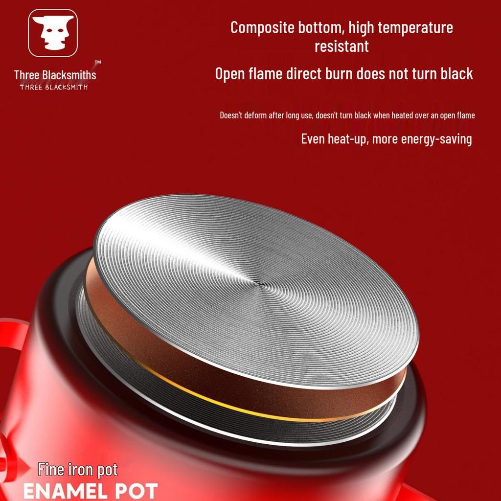 Эмалированная чугунная кастрюля с антипригарным покрытием и большим объемом: Кастрюля с плоским дном для супов и других блюд.