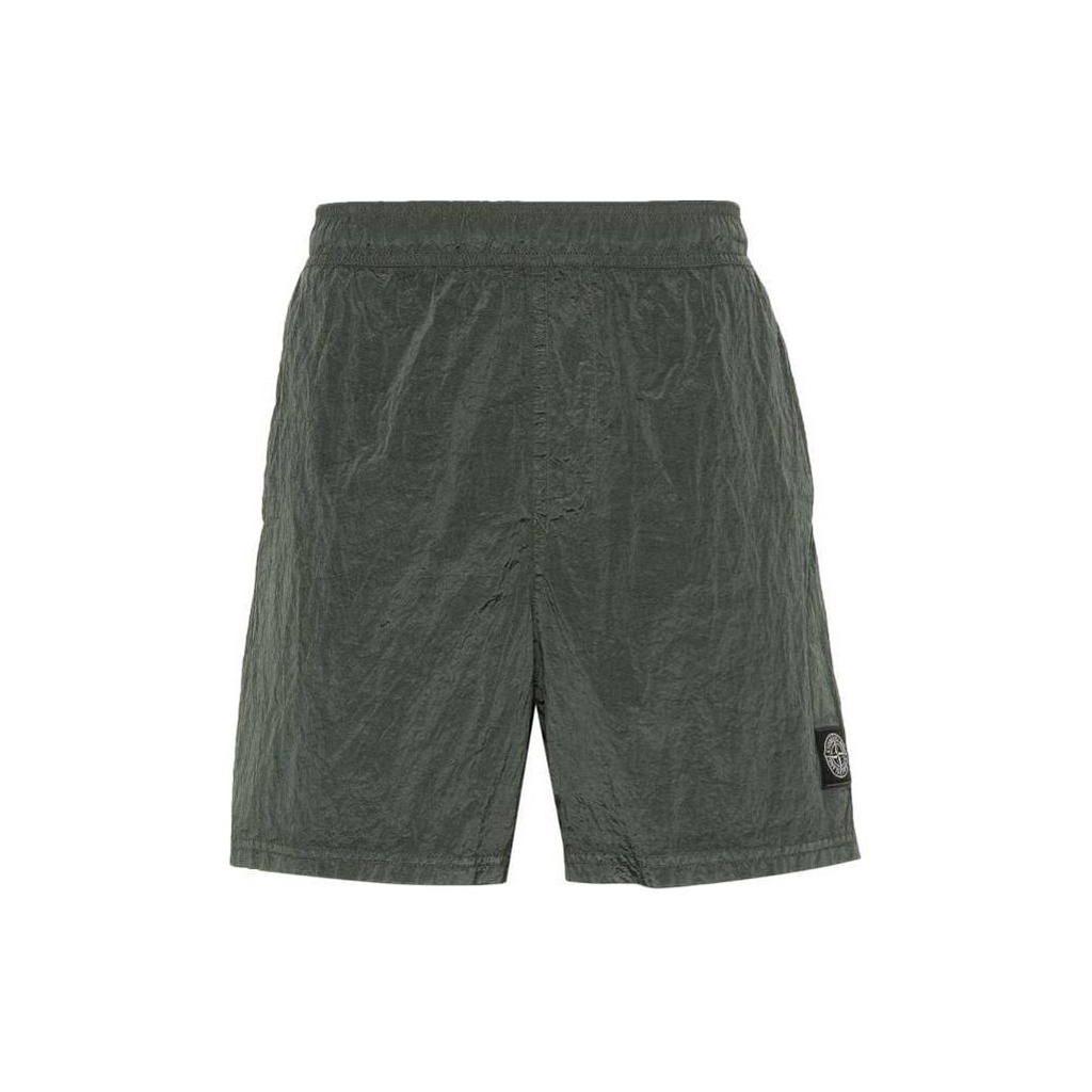 Stone Island SS24 Temperature Resistant Solid Color Elastic Logo Casual Shorts Men shorts Moss-Green 8015B0943-V0059