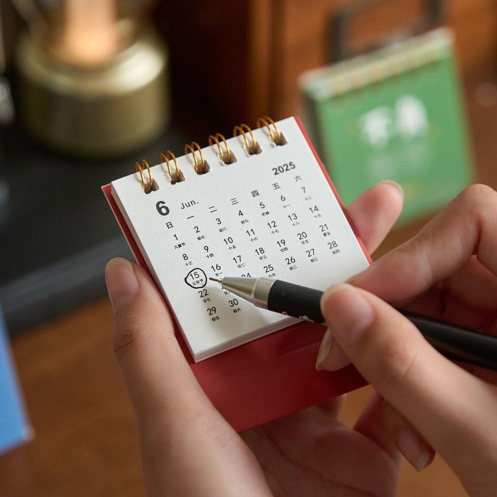 Solid Color 2026 Mini Desk Calendar Inspirational Text Standing Flip Calenda Home Decoration