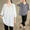 2025 Summer Solid Basic Plus Size Women T-Shirts Short Sleeve Tops Tees Loose Shirt Maxi