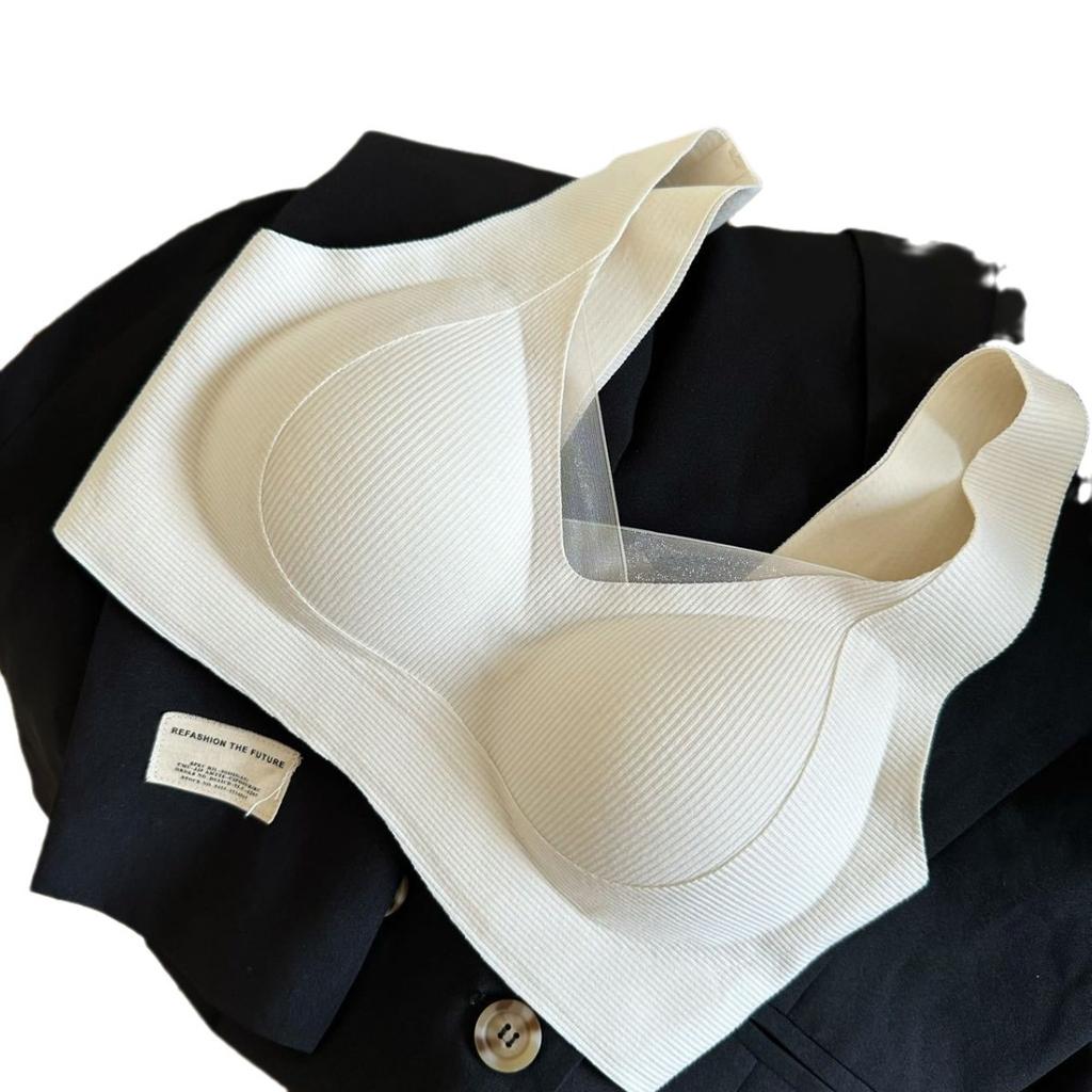 New double-sided abraded comfortable and seamless gathering underwear women's micro-plastic lifting soft support adjustment bra