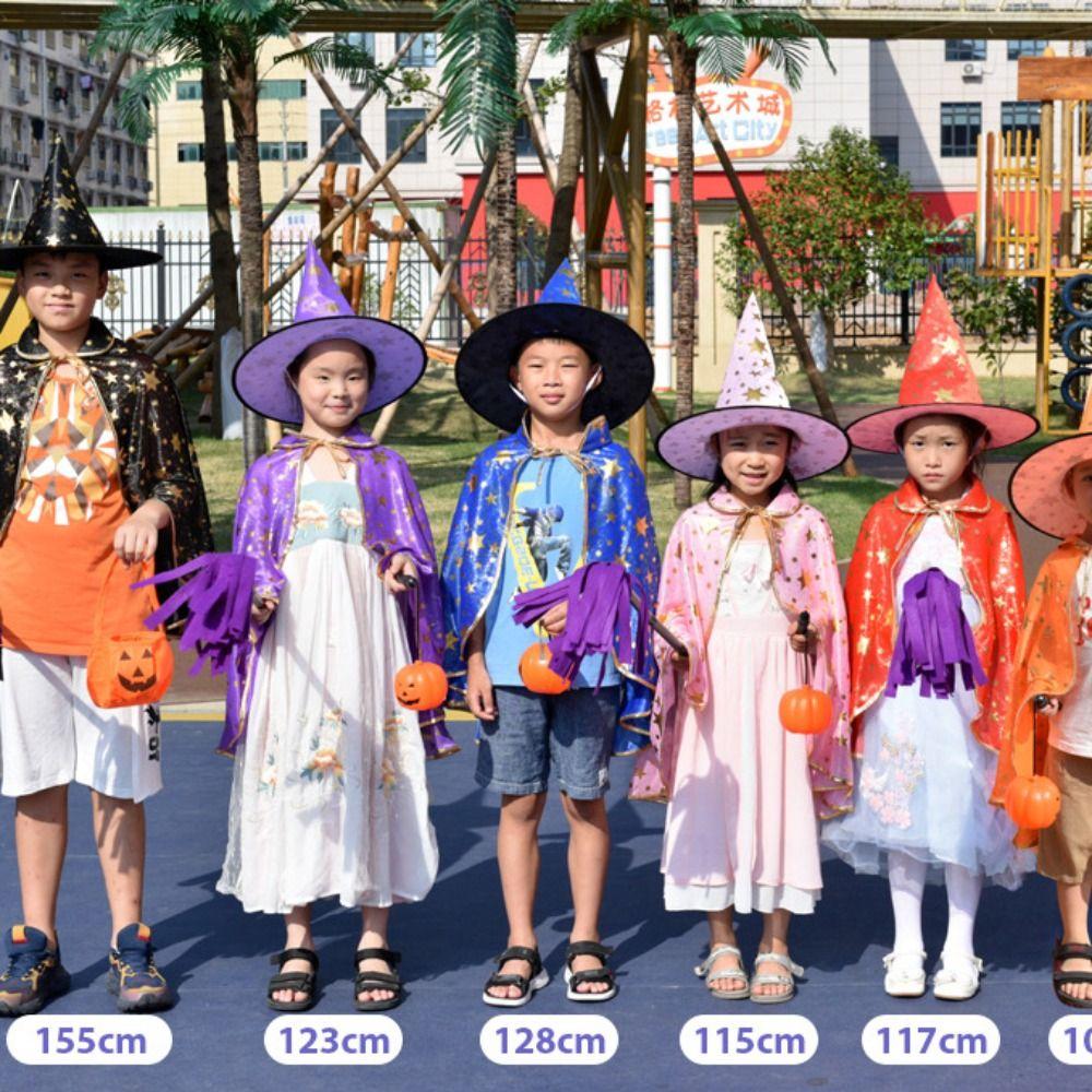 Звездные детские наборы плащей на Хэллоуин разноцветные костюмы на Хэллоуин забавный плащ ведьмы накидка со шляпой для вечеринки