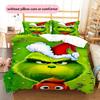 1PC Grinch pattern Bedding Quilt Set Quilt Cover Pillowcase Home Decoration Birthday Gift (1 * duvet cover + 2 * pillowcase, without core)