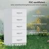 Chest of Drawers with 5 Drawers, Drawer Cabinet for Clothing and Utensils, Chipboard, White