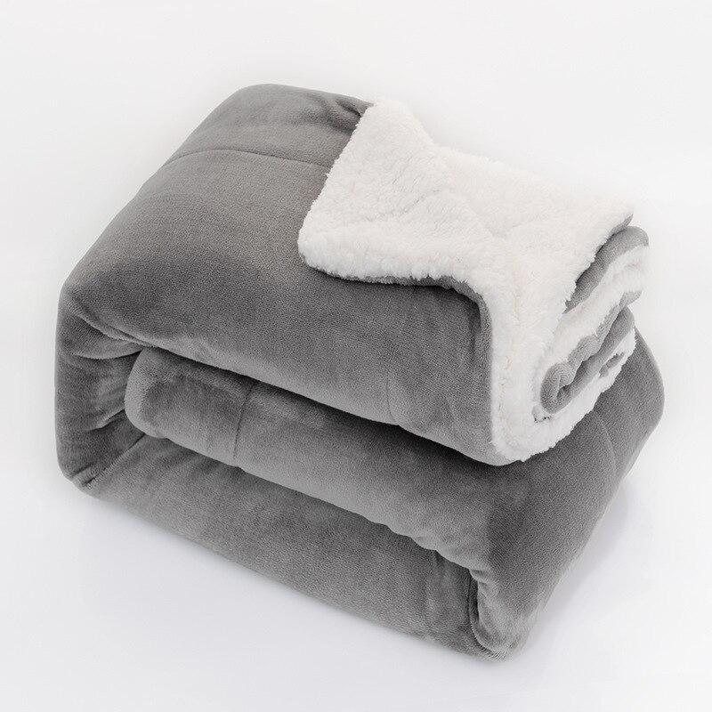 Winter Wool Blanket Adult Thick Warm Winter Double Sided Solid Color Travel Office Blanket Sofa