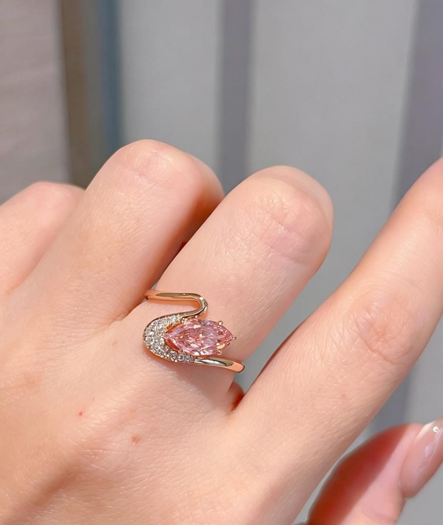 Factory 925 Sterling Silver Luxury Marquise Cut Pink Zircon Ring Wedding Party Gift Finger Ring Fine Jewelry for Women