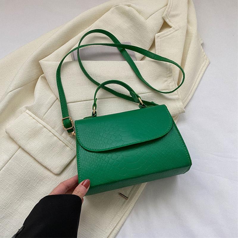 Сплошная цветная сумка через плечо с крокодиловым узором, повседневная сумка для женщин, модная сумка на плечо в корейском стиле, маленькая квадратная сумка