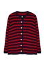 Women's Fashion Stylish Plus Size Cardigan Black Striped Knitwear Cardigan
