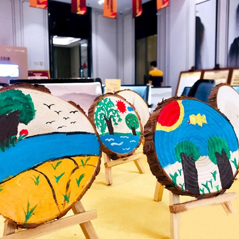 Slices Circles Round Wooden Slices Natural Round Pine Unfinished Wood DIY Wooden Drawing Board