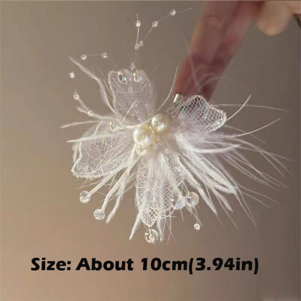 Pearl Feather Hair Clip Side Clip Styling Hairpin New Duckbill Clip  Women