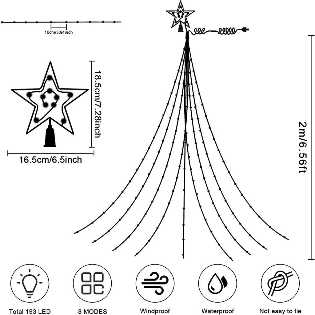 Usb Waterproof String Light Solar Christmas Decorations 3M/2M Led Waterfall Tree Fairy 8 Modes Camping Holiday Lights