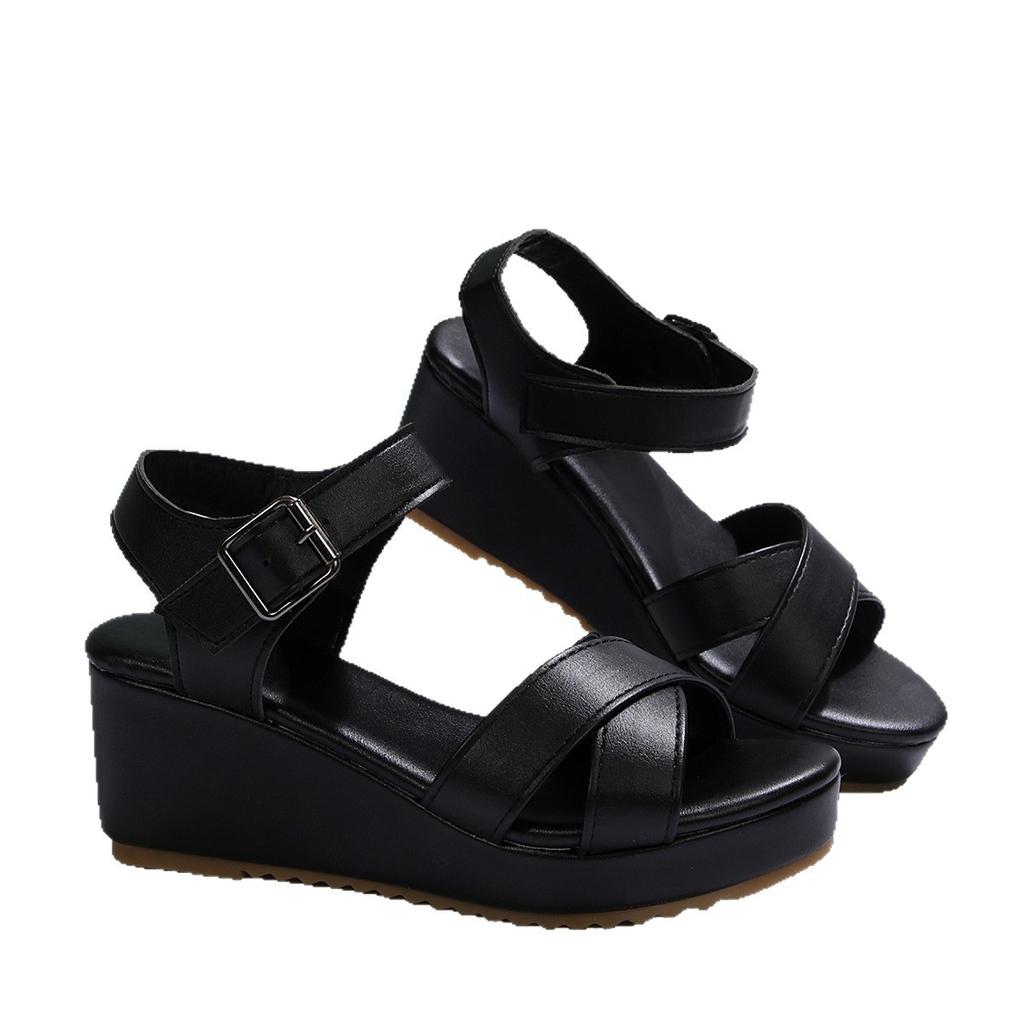 2025 летние новые босоножки на танкетке с рыбьим ртом женские босоножки на высоком каблуке с круглой головкой и пряжкой женские повседневные босоножки с открытым носком женские