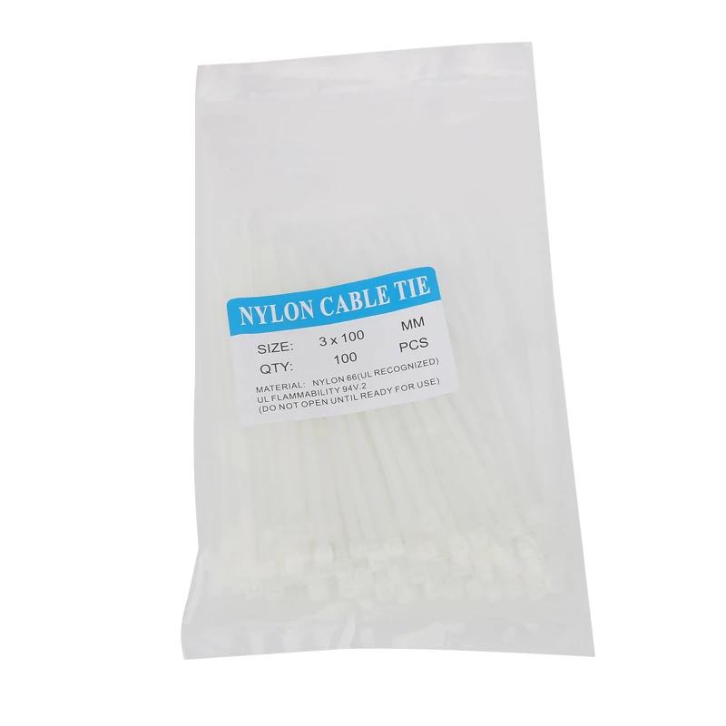100-600Pcs Color 3x100mm Nylon Black Self-Locking Cable Ties Color Plastic Zip Ties Cable Ties Cable Organizer Wire Strap