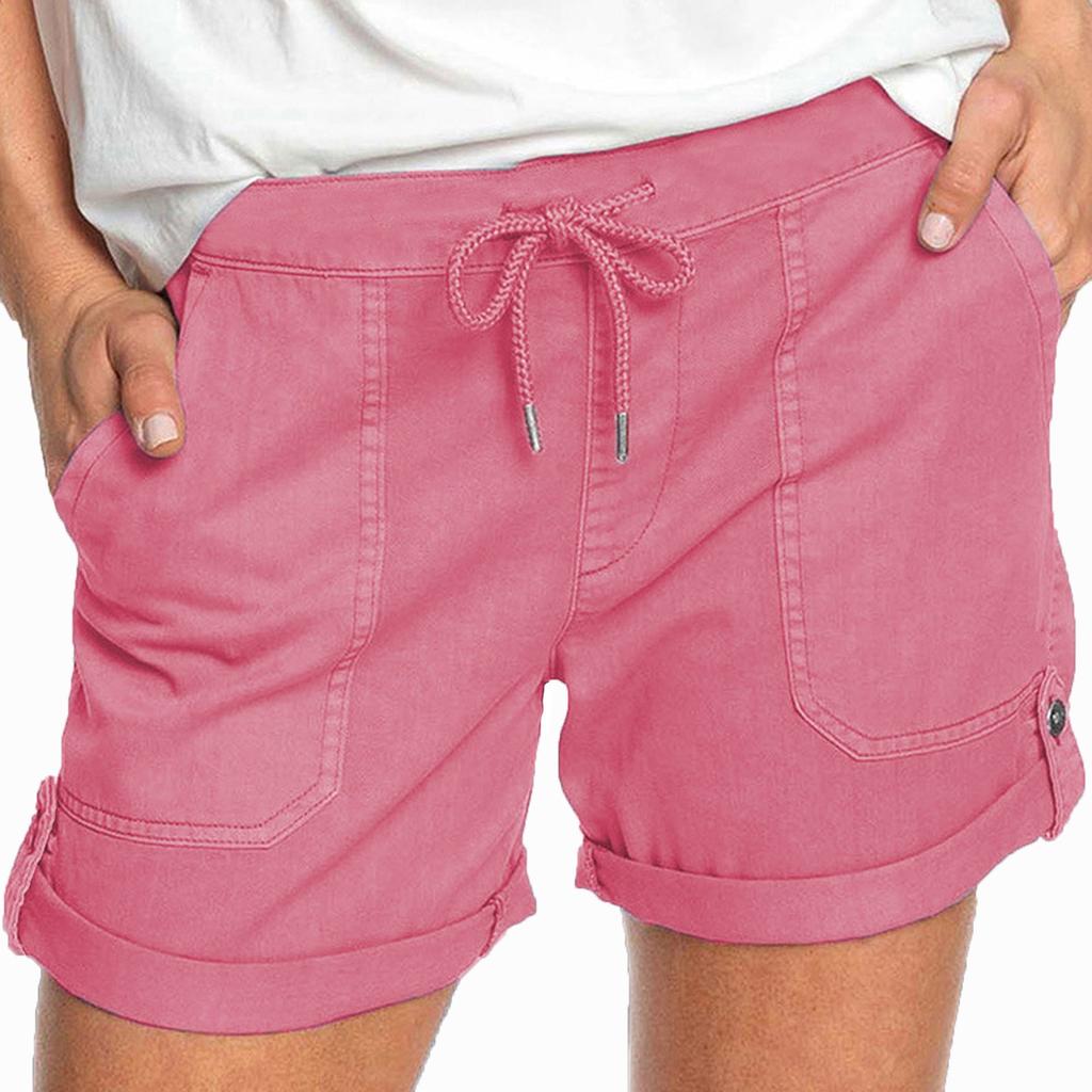Модные женские мягкие шорты с эластичной резинкой на талии и карманами, повседневные пижамные шорты