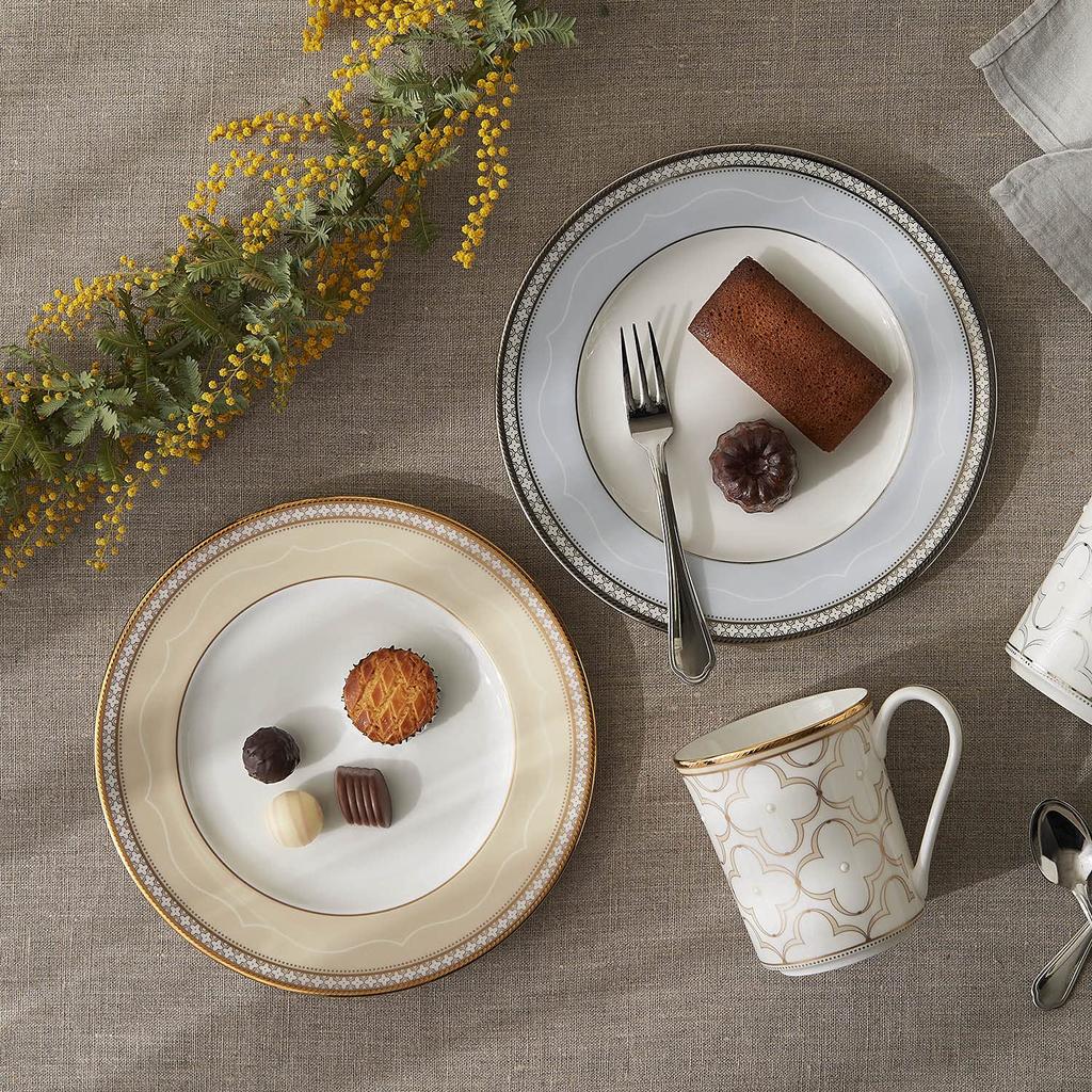 Noritake Plate Color Change Set 22cm Trefolio 2 Pieces Bone China Gold/Platinum Gold/Platinum P97311/4945-57