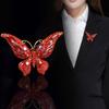 Retro Gifts Butterfly Chest Flower Brooch Socializing Diamond Studded Colorful Cloth Accessories Fashionable Elegance 1PC