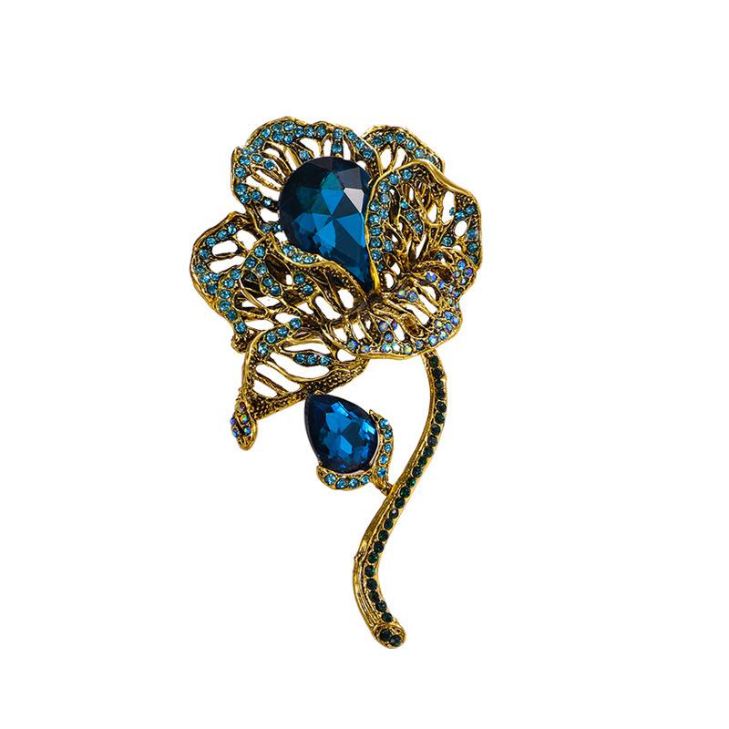 Niche Design Ретро Цветок Кристалл Брошь Женская Атмосфера Античная Лотос Брошь Булавка Аксессуары