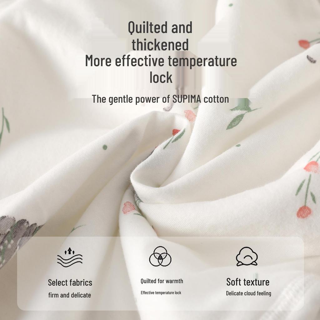 Детский стеганый теплый комплект: Хлопковая пижама с высокой талией и защитой живота для осени/зимы