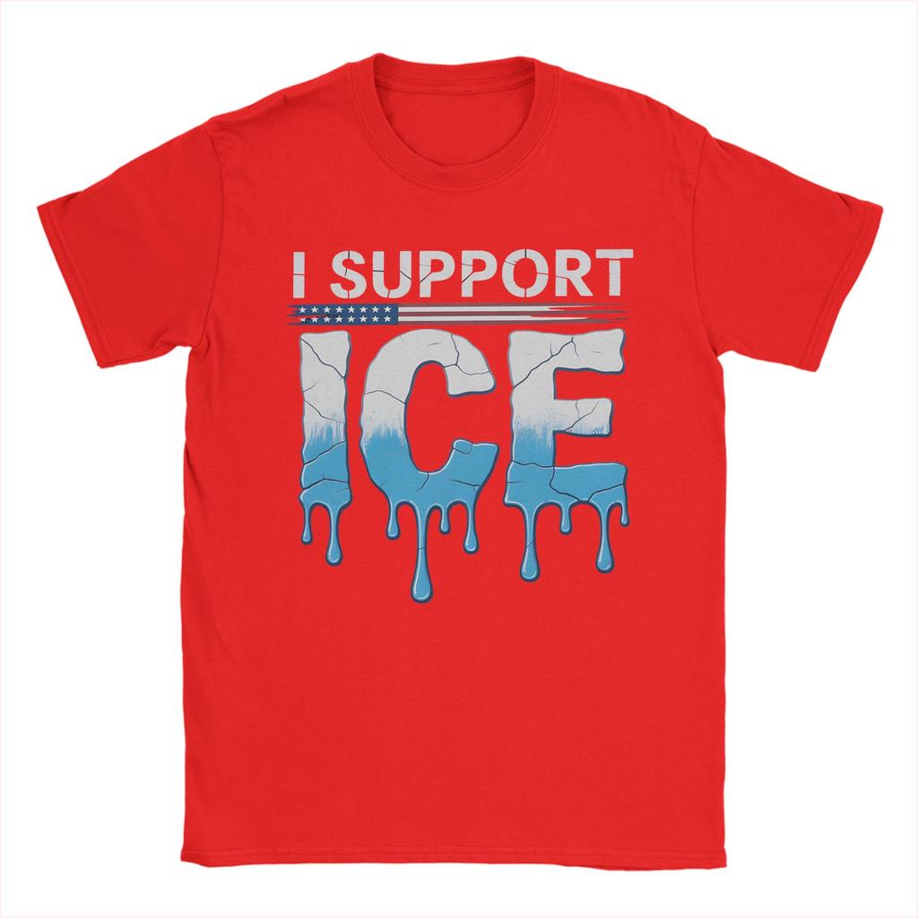 Повседневная футболка Летняя Я поддерживаю ICE Иммиграция Американский флаг Принт Модные футболки Хлопковая футболка для унисекса Y2K Базовые свободные футболки